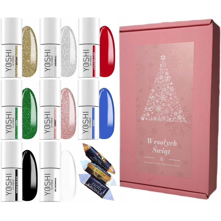 Set sarbatorile cu 8 lacuri hibrid Yoshi in culori de toamna, 6g fiecare