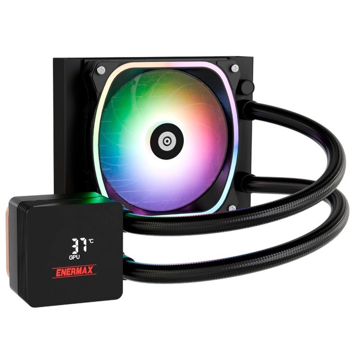 Охладител, Enermax, AIO, Aquafusion II, 120mm, ARGB, Поддържа 310W TDP, Intel / AMD, магнитен дисплей, софтуер