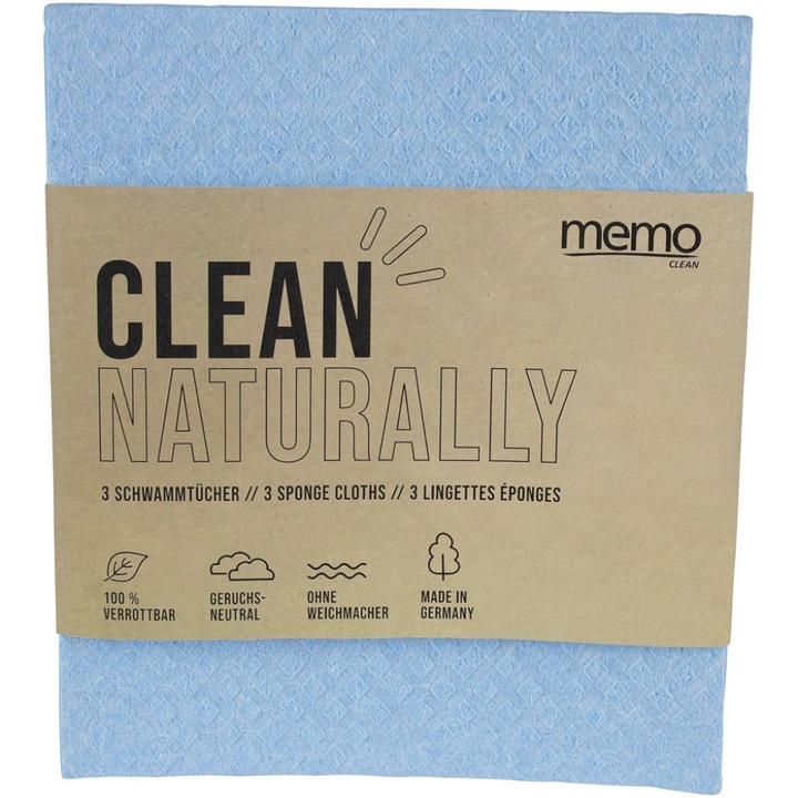 Lavete biodegradabile naturale 17x19.5 cm, 3buc