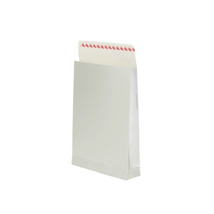 Set 10 Plic cartonat NEOPAK, format A3, 320x450x80 mm, Argintiu, cu burduf, 220 g/m², cu lipire autoadeziva