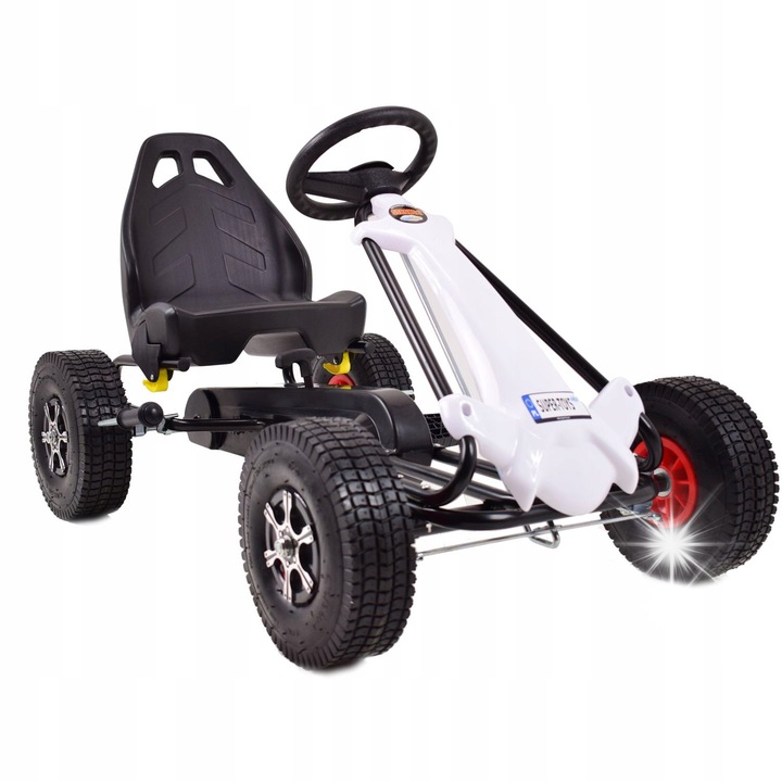 Карт Super-Toys, модел 2032B, помпащи гуми, регулируема седалка, бял, 101x59x60см