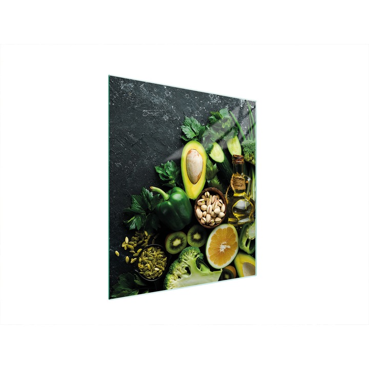 Konyhai vágódeszka, TMK ArtDeko, üveg, 45x52 cm, avokádó design, többfunkciós