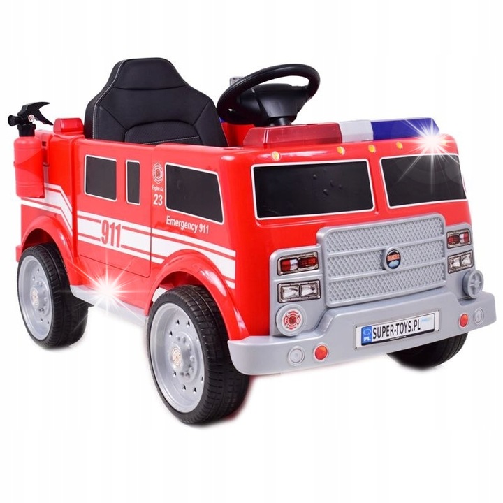 Кола Super-Toys, ПОЖАРНА КОЛА НА АКУМУЛАТОР С ПОЖАРОГАСИТЕЛ И СИРЕНИ/P17, многоцветна, комплект
