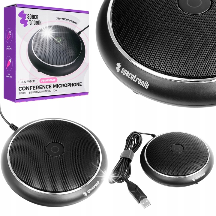 Конферентен микрофон Spacetronik, всепосочен, с намаляване на шума, червен