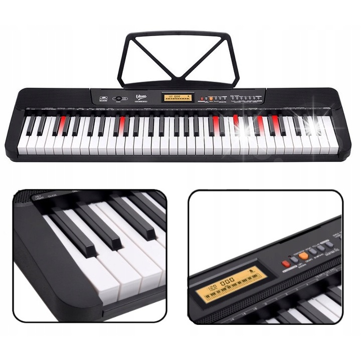 V-TONE VK 200-61L oktató billentyűzet 61 billentyűvel, LED világítással, komplett készlet, 91,5x24,2x7,9cm