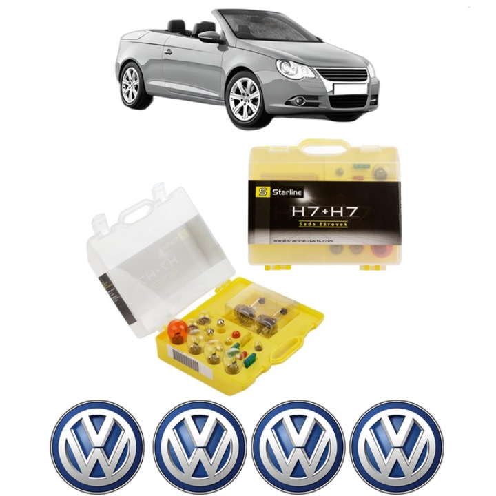 Kit trusa Set becuri H7 compatibila cu Volkswagen EOS (1F7, 1F8) din 2006-2015, bec far, semnalizare, pozitie, iluminare numar, frana, plafoniera, stop frana