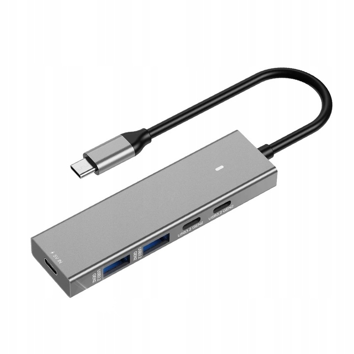 USB 3.2 хъб, 4 порта, 10Gb/s, зареждане 5V/3A, сив, 101x28x11.5mm