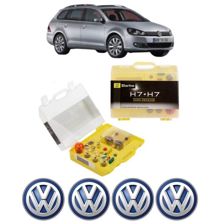 Kit trusa Set becuri H7 compatibila cu Volkswagen GOLF VAN VI Variant (AJ5) din 2009-2014, bec far, semnalizare, pozitie, iluminare numar, frana, plafoniera, stop frana