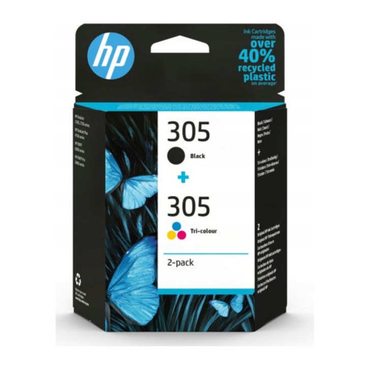 HP 305 eredeti tintapatron szett, fekete/színes, 120 oldal fekete, 100 oldal színes