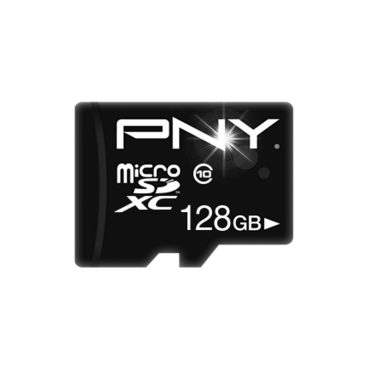 Карта памет microSDXC 128GB, PNY, Class 10, с SD адаптер