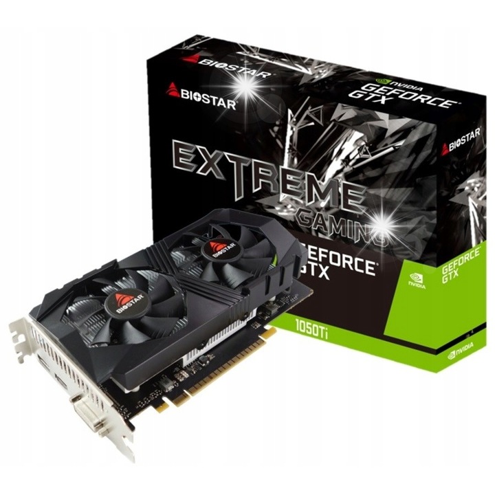 Placa video BIOSTAR GTX 1050 Ti 4GB, 7680x4320px, 2 ventilatoare, GDDR5