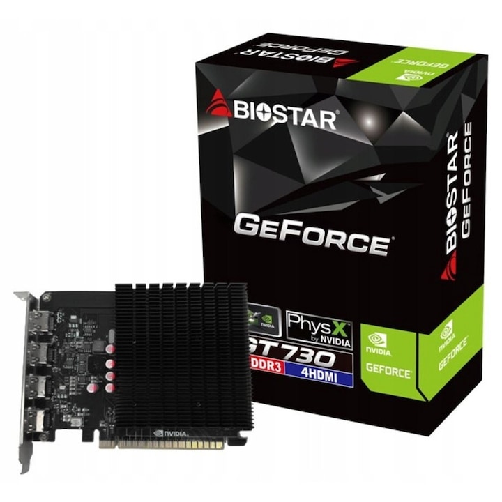 Placa video Biostar GT 730, 4GB GDDR3, 4xHDMI, PCIe x8, 23x127x163mm