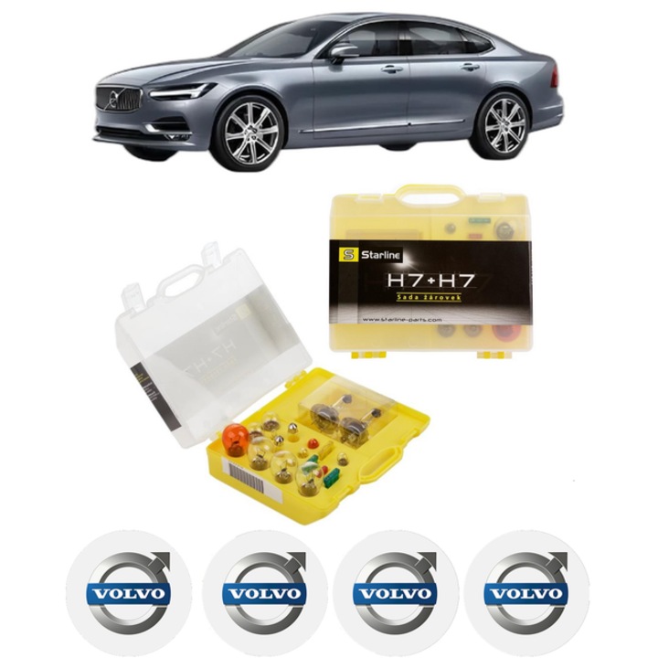 Kit trusa Set becuri H7 compatibila cu VOLVO S90 II (234) din 2016-2023, bec far, semnalizare, pozitie, iluminare numar, frana, plafoniera, stop frana