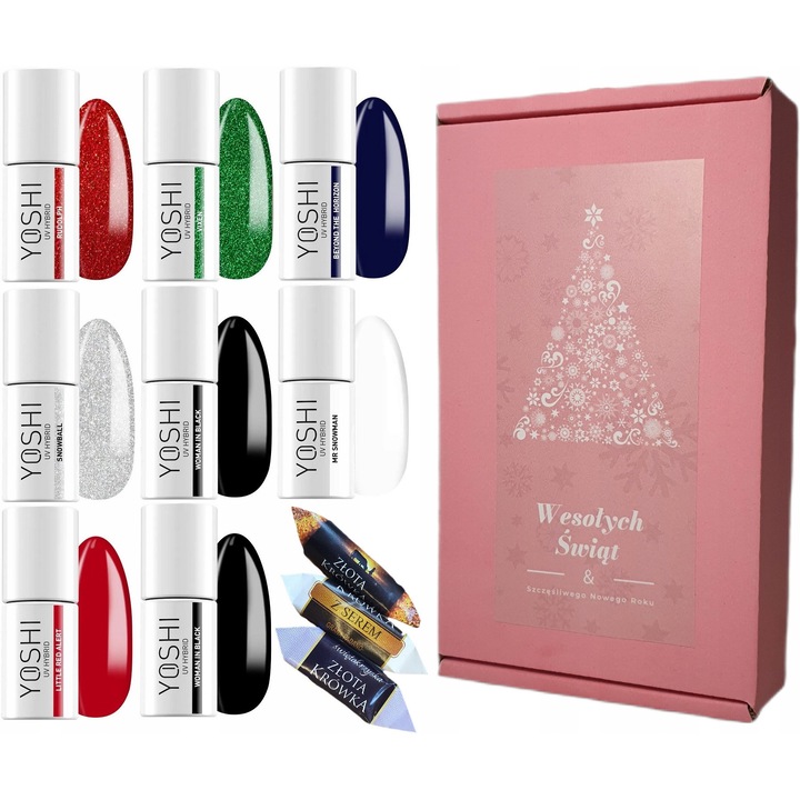 Set cadou 8x lacuri hibrid Yoshi, culori festive, 6g fiecare