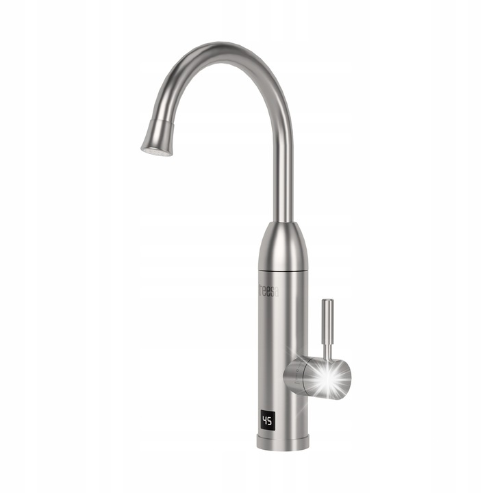 Teesa, 3500 W, inox, LED kijelzős, azonnali vízmelegítős csaptelep, pultra szerelhető