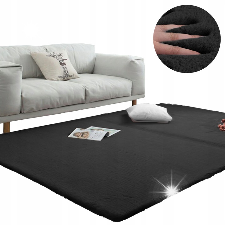 Пухкав килим Rabbit 180x260см, Strado, черен, антиалергичен