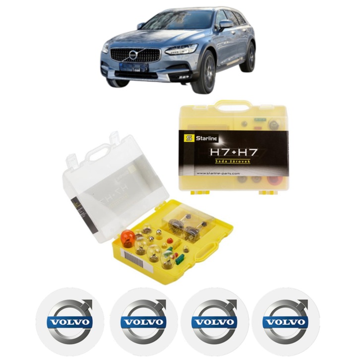 Kit trusa Set becuri H7 compatibila cu VOLVO V90 II Cross Country (236) din 2016-2022, bec far, semnalizare, pozitie, iluminare numar, frana, plafoniera, stop frana