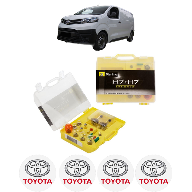 Kit trusa Set becuri H7 compatibila cu TOYOTA PROACE Platform/Chassis (MDZ_) din 2016-2025, bec far, semnalizare, pozitie, iluminare numar, frana, plafoniera, stop frana