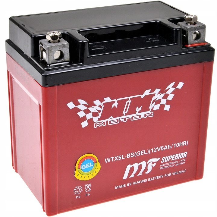 AGM akkumulátor 12V 5Ah WM Motor, 113x70x118mm, P+ csatlakozás