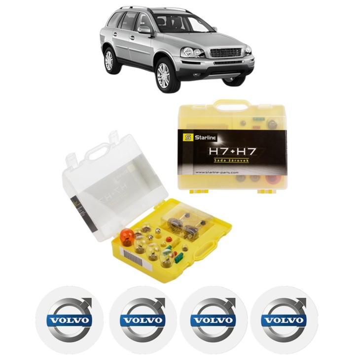 Kit trusa Set becuri H7 compatibila cu VOLVO XC90 I (275) din 2002-2014, bec far, semnalizare, pozitie, iluminare numar, frana, plafoniera, stop frana