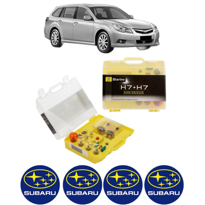 Kit trusa Set becuri H7 compatibila cu SUBARU LEGACY V Estate (BR) din 2009-2014, bec far, semnalizare, pozitie, iluminare numar, frana, plafoniera, stop frana