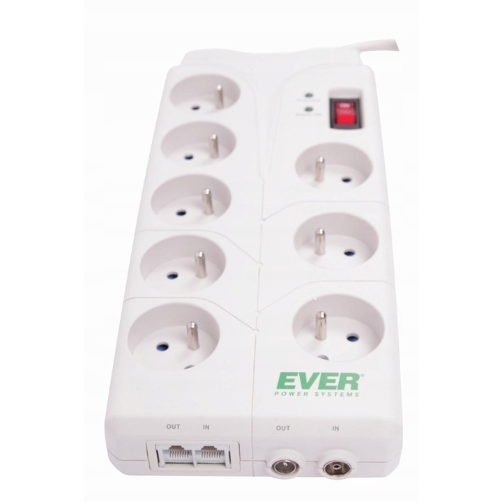 Prelungitor EVER, 2m, 8 guri tip E, 1x siguranta automata 10A, protectie impotriva supratensiunii