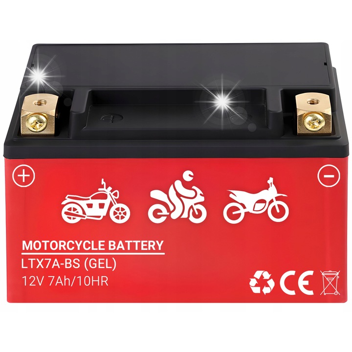 Gél akkumulátor 12V 7Ah töltővel, motorkerékpárhoz, robogóhoz, quadhoz, 2024, 90A