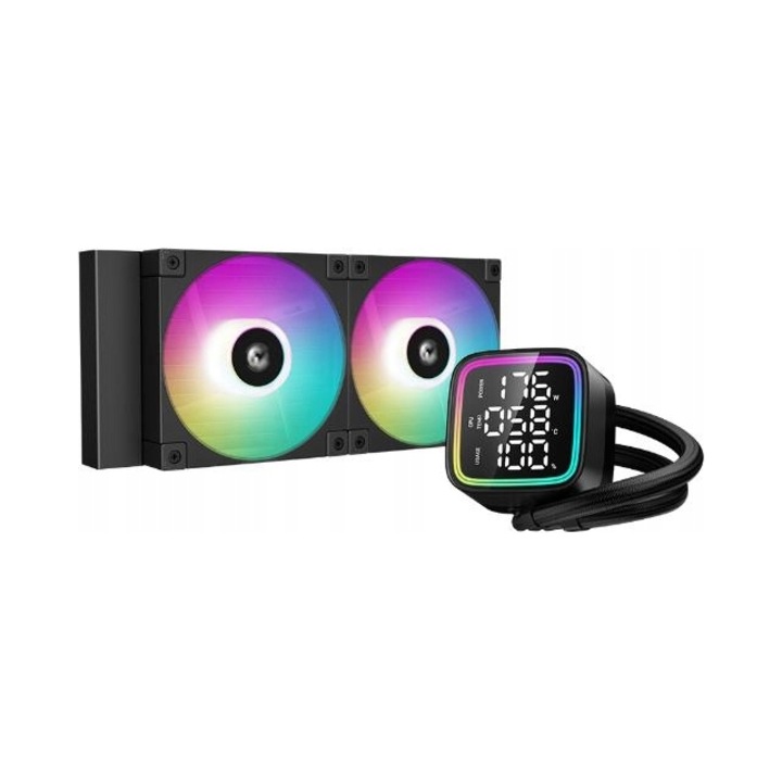 Racire procesor apa DeepCool LD240, 2 ventilatoare, ARGB, 282x120x27mm, negru