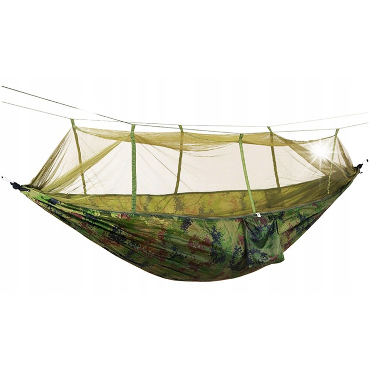Туристически хамак морок с мрежа против комари, 260x140см, комплект с въжета и калъф за съхранение