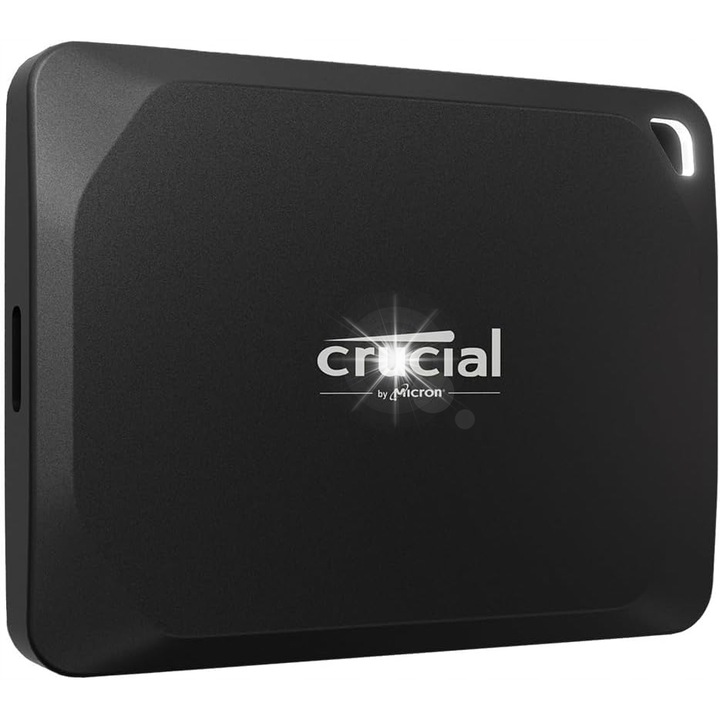 SSD диск Crucial X10 Pro 1TB, USB-C, 2100 MB/s, 2000 MB/s, Черен, Комплект с USB-C кабел