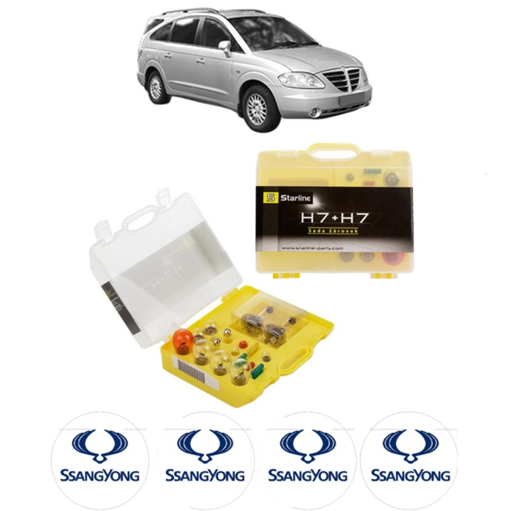 Kit trusa Set becuri H7 compatibila cu SSANGYONG STAVIC din 2013, bec far, semnalizare, pozitie, iluminare numar, frana, plafoniera, stop frana