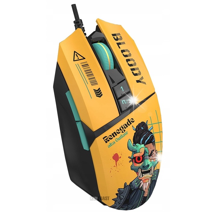 Maus gaming A4 Tech Bloody W63 Max Renegade Sunset, 12000 CPI, RGB, 1.8m