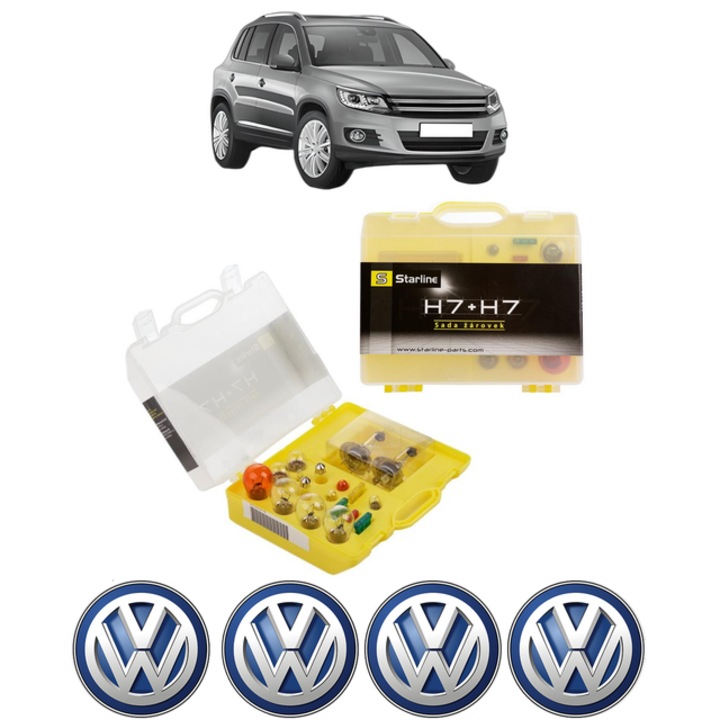 Kit trusa Set becuri H7 compatibila cu Volkswagen TIGUAN (5N_) din 2007-2018, bec far, semnalizare, pozitie, iluminare numar, frana, plafoniera, stop frana