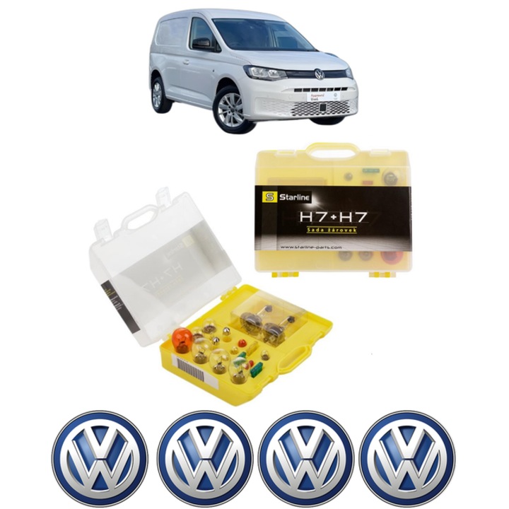 Kit trusa Set becuri H7 compatibila cu Volkswagen CADDY V MPV (SBB, SBJ) din 2020-2024, bec far, semnalizare, pozitie, iluminare numar, frana, plafoniera, stop frana