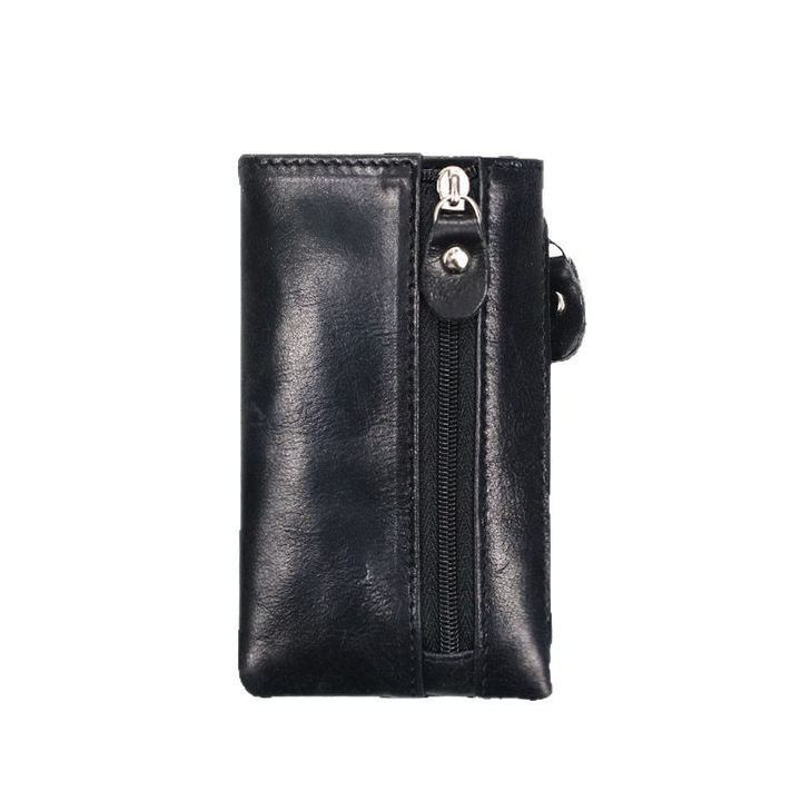 Férfi táska, nagy kapacitású, 2 az 1-ben, kompakt, kulcsokhoz és kártyákhoz, fekete