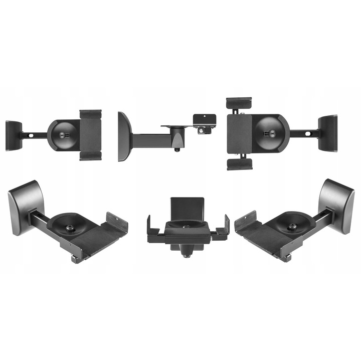 Univerzális fali hangszórótartó, Vetouson, 2 darab, állítható, fekete, 13x27cm, maximális teherbírás 15kg