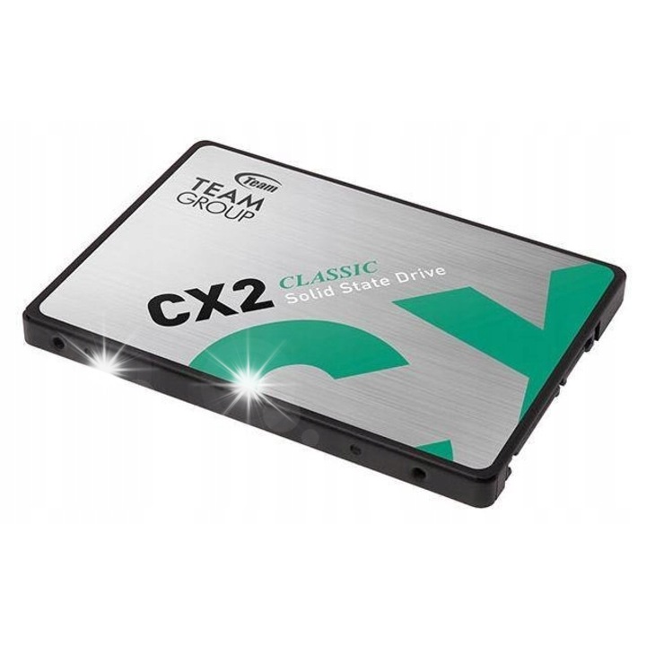 SSD диск 256GB 2.5" Team Group CX2, 520MB/s четене, 430MB/s запис, сребристо-черен