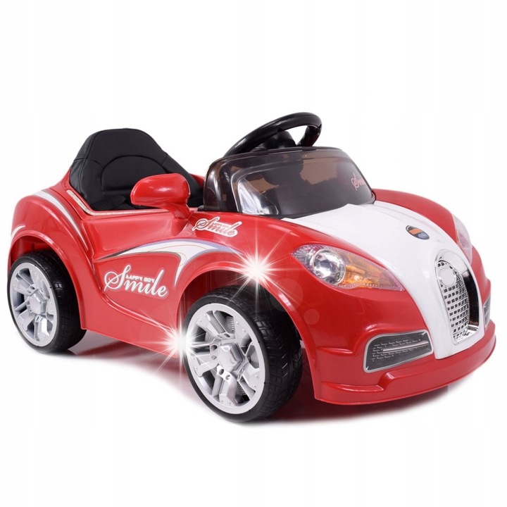 Super-Toys Roadster Smile elektromos kisautó, 2 motor, puha kerekek, puha ülés, piros, 12V