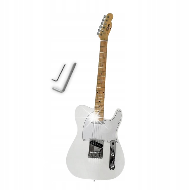 Telecaster elektromos gitár 4/4 V-Tone, fehér, 39", 22 bund, S-S rendszer
