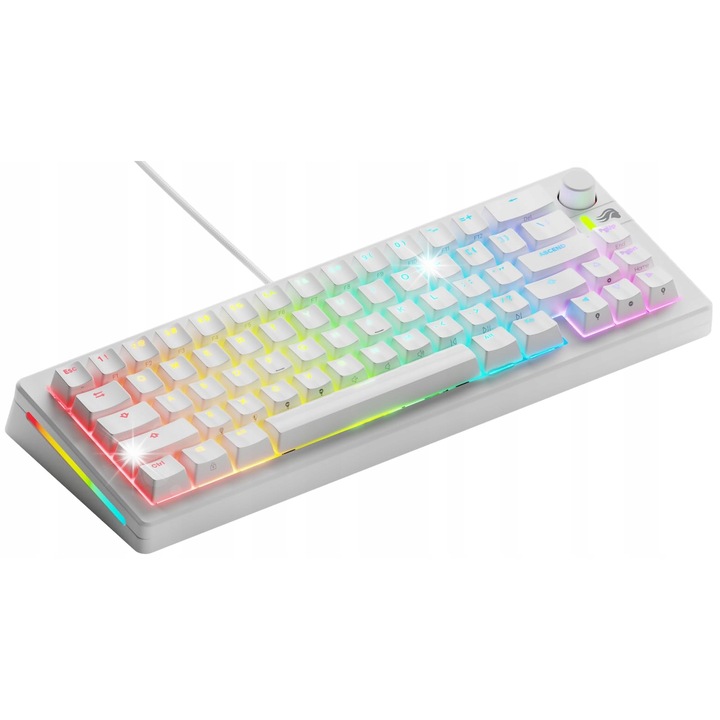 Механична клавиатура Glorious GMMK 3, компактна 65%, бяла, с hot swappable суичове, RGB подсветка