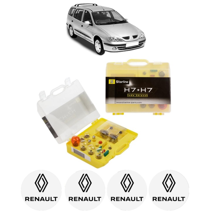Kit trusa Set becuri H7 compatibila cu RENAULT MEGANE I Grandtour (KA0/1_) din 1999-2003, bec far, semnalizare, pozitie, iluminare numar, frana, plafoniera, stop frana