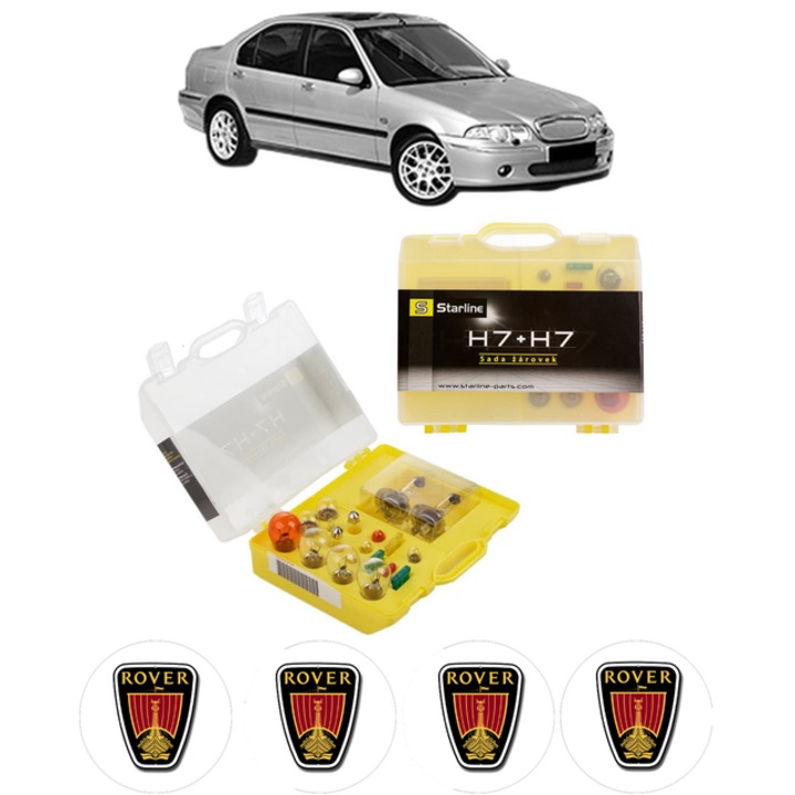 Kit trusa Set becuri H7 compatibila cu ROVER 45 I Saloon (RT) din 2000-2005, bec far, semnalizare, pozitie, iluminare numar, frana, plafoniera, stop frana