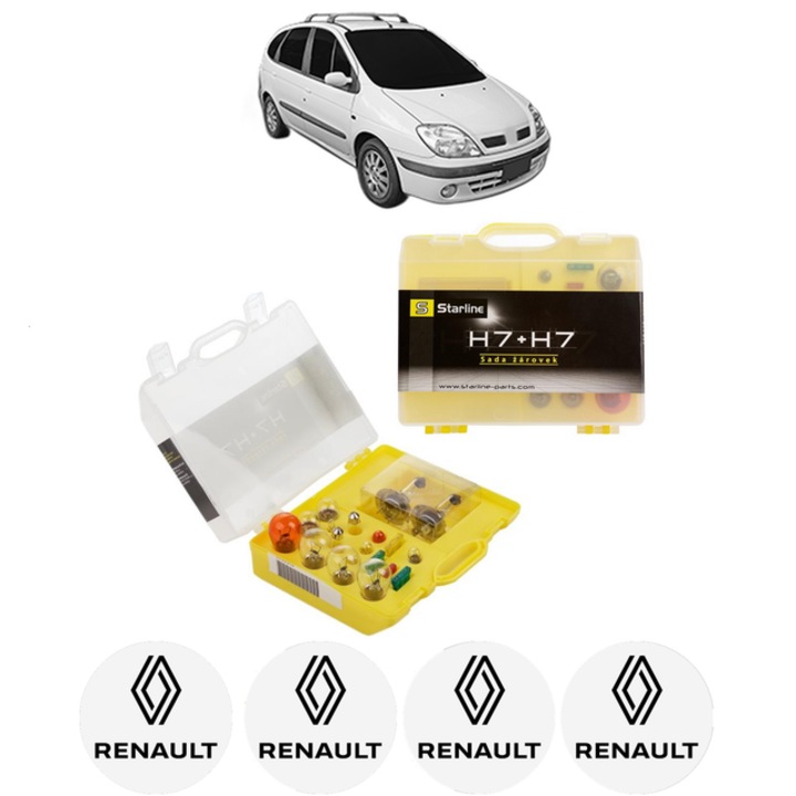 Kit trusa Set becuri H7 compatibila cu RENAULT SCENIC I VAN (FA0_, JA0/1_) din 1999-2001, bec far, semnalizare, pozitie, iluminare numar, frana, plafoniera, stop frana