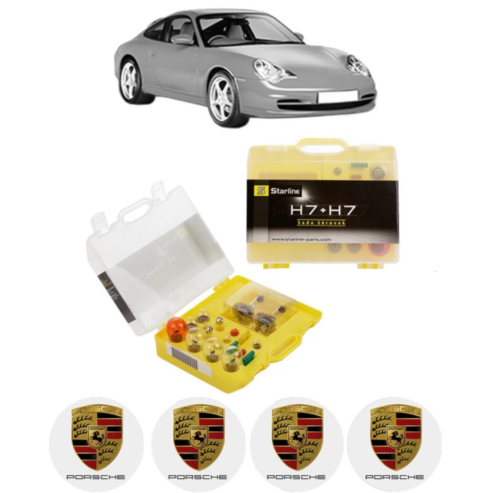 Kit trusa Set becuri H7 compatibila cu PORSCHE 911 (996) din 1997-2005, bec far, semnalizare, pozitie, iluminare numar, frana, plafoniera, stop frana