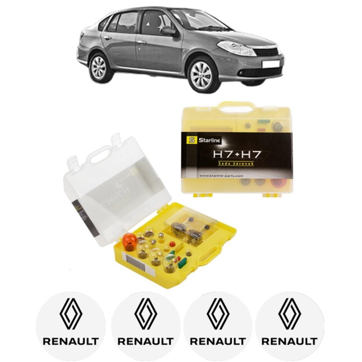 Kit trusa Set becuri H7 compatibila cu RENAULT THALIA II (LU_) din 2008-2014, bec far, semnalizare, pozitie, iluminare numar, frana, plafoniera, stop frana