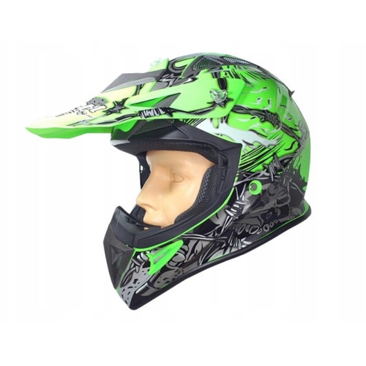 Casca motocross Enduro Q84 XXL verde neon, 2.000g