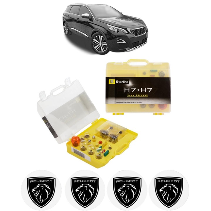 Kit trusa Set becuri H7 compatibila cu PEUGEOT 508 SW II (FC_, FJ_, F4_) din 2018-2023, bec far, semnalizare, pozitie, iluminare numar, frana, plafoniera, stop frana