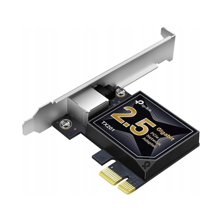Placa de retea PCIe TP-Link TX201 (I7I0R12I), 2.5Gb/s, port RJ-45 2.5G, PCI Express x1, low-profile, LED, QoS, negru/argintiu