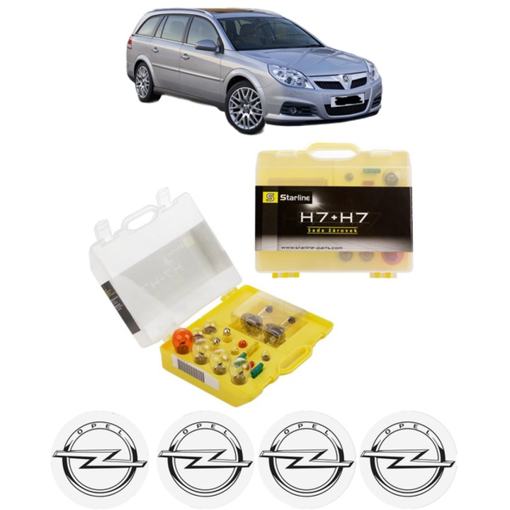 Kit trusa Set becuri H7 compatibila cu OPEL VECTRA C Estate (Z02) din 2003-2009, bec far, semnalizare, pozitie, iluminare numar, frana, plafoniera, stop frana