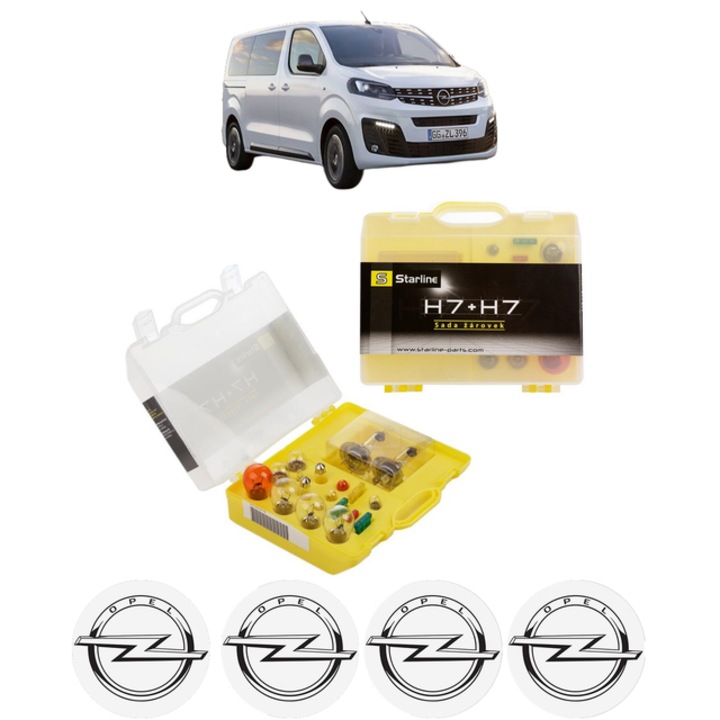 Kit trusa Set becuri H7 compatibila cu OPEL ZAFIRA LIFE Bus (K0) din 2019-2025, bec far, semnalizare, pozitie, iluminare numar, frana, plafoniera, stop frana